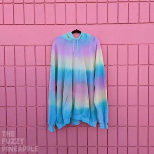 5XL Ready to Ship Rainbow Stripe Tie Dye Hoodie Sweatshirt The Fuzzy Pineapple - Picture 1 of 10