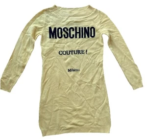 Moschino Couture Designer Yellow Long Sleeve Dress Size USA 8 HOLES READ - Picture 1 of 8