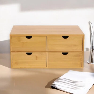 Schreibtisch Organizer Schreibtischbox Schubladen f. Büromaterial Schule Bamboo - Bild 1 von 4