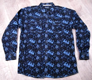 Cowboy Hardware Black & Blue Paisley Print Pearl Snap Western Shirt Men's Large - Picture 1 of 12