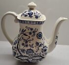 Enoch Wedgewood (Tunstall) Ltd - vintage Blue Onion design tall Tea/Coffee pot