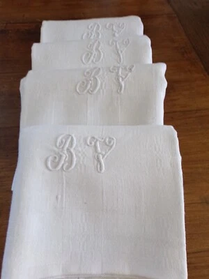 4 Serviettes de Table  en Métis " B V " - Photo 1/4