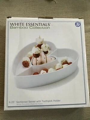 NUEVO 9-1/4” PORCELANA CORAZÓN 3 Secciones Servidor Boda Cerámica Plato para Servir Bandeja Foto 1 de 4