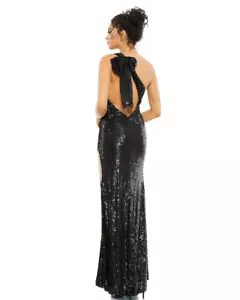 Mac Duggal PAILLETTEN EINSCHULTER RÜCKSEITE SCHLEIFE DETAIL KLEID Stil 93580 NEU - Bild 1 von 8