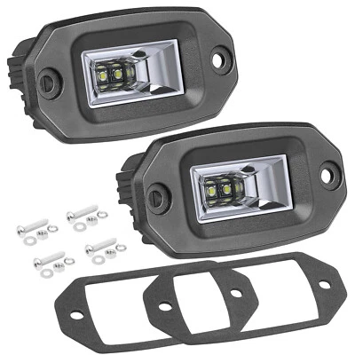 2X 4" Flush Mount LED Cube Work Light Bar Flood 6000K Driving Rear Off Road 4WD - Image 1 of 4