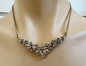 Collar brillante de plata esterlina marquesa y corte redondo de 17,5" L enchapado en oro circonial - Imagen 1 de 11