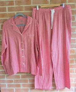NWT Croft & Barrow Womens Flannel Pajama Set XXL Gingham Cozy Hygge Relaxed Fit - Picture 1 of 9