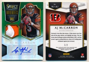 2014 Select Prizm AJ MCARRON Green Auto Rookie Patch 1/2 Nike Logo Swoosh - RARE - Picture 1 of 1