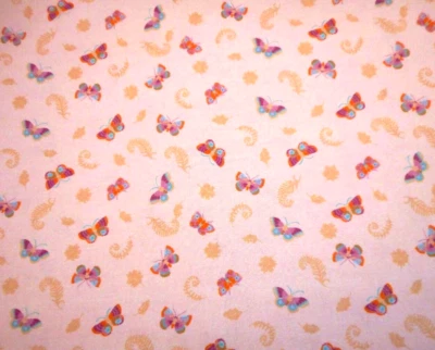 Tela Edredón Por Yarda OFERTA Naranja Púrpura Aqua Mariposa Beige Algodón Premium #C Foto 1 de 2