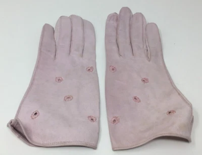 Guantes de cuero rosa vintage Francia Foto 1 de 4