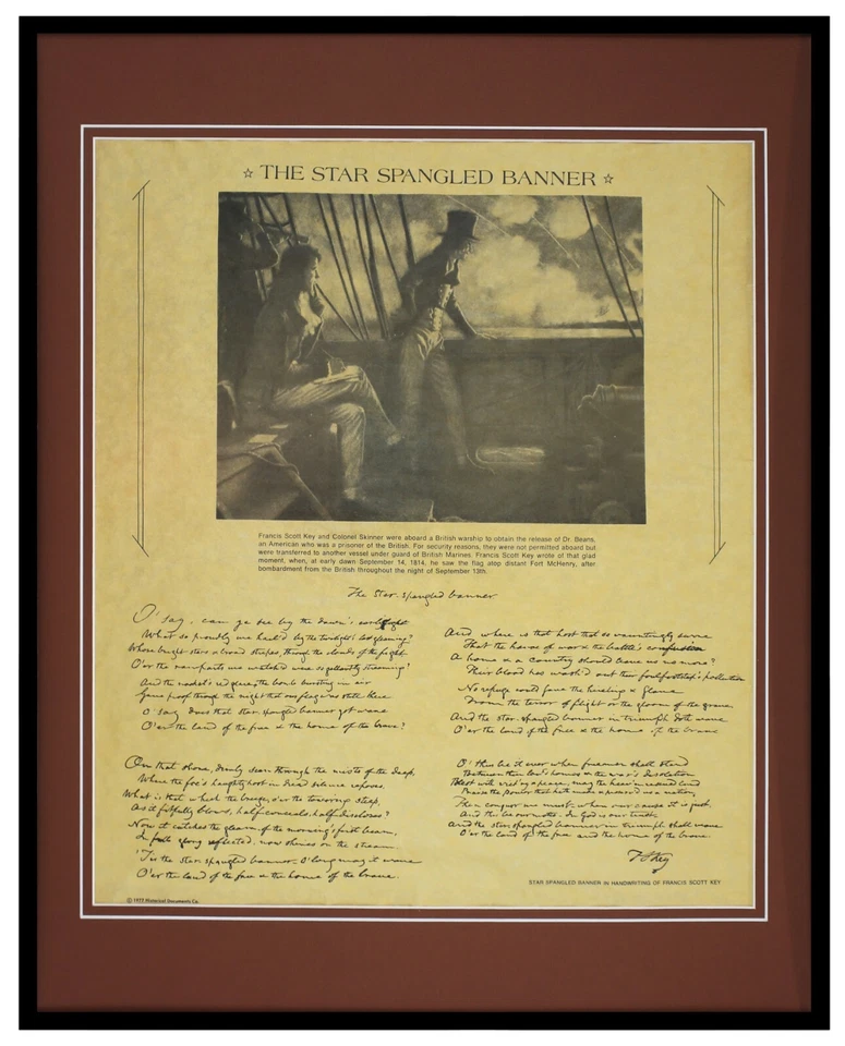 Letra de la bandera de la estrella con lentejuelas enmarcada 16x20 reproducción en papel pergamino - Imagen 1 de 1