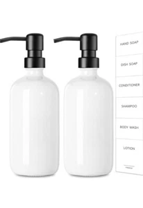2 Pack White Glass Soap Dispenser - Picture 1 of 7