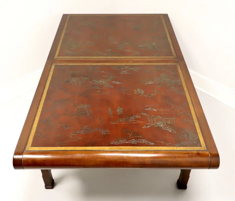 DREXEL HERITAGE Ming Treasures Mahogany Carved Chinoiserie Dining Table Cover