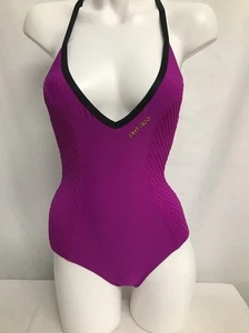 JIMMY CHOO WOMENS SHIRRED RACERBACK ONE PIECE SWIMSUIT PINK XXS NEW! $170 - Picture 1 of 2