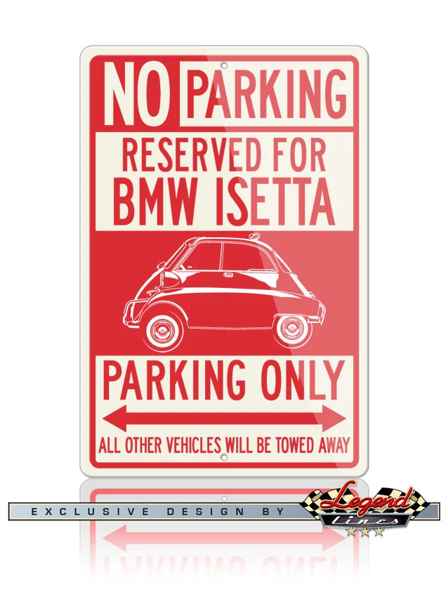 Letrero de aluminio BMW Isetta estacionamiento reservado solo 8x12 - coche clásico alemán Foto 1 de 1