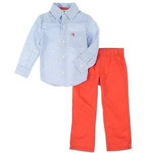 Carter's Boys 2-Piece Striped Long Sleeve Button Up Shirt & Chino Pants Set 4T - Picture 1 of 1