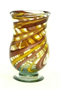 Mexikanische Recyclingglas Windlicht Lampe, Bernstein/Amethyst Wirbel - 10 cm hoch - Bild 1 von 2