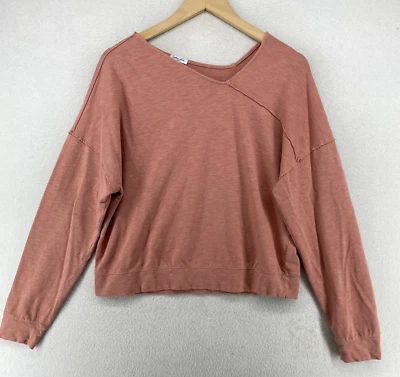 ESPLÉNDIDO Top S Boxy Jersey Asimétrico Cuello en V Pullover Algodón Rosa Foto 1 de 4