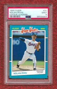 1990 FLEER LEAGUE LEADERS #31 NOLAN RYAN PSA 9 MINT HOF RANGERS METS ANGELS - Picture 1 of 1