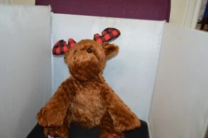 Build A Bear 14" Winter Wishes Moose Red Black Buffalo Plaid Plush T5 - Picture 1 of 4