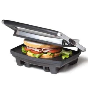 Cafe Press Stainless Steel 4 Slice 2 Sandwich Maker Grill Toasted Toaster Chrome - Picture 1 of 6