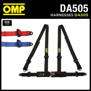 DA505 OMP 'ROAD 4' HARNESS ROAD CAR BELTS 4-POINT BOLT-IN - RED / BLACK / BLUE - Picture 1 of 20