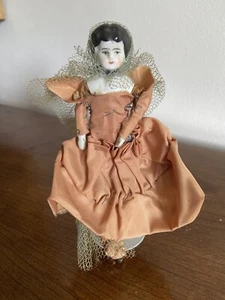 Antique Primitive Dressed China Doll Head Cloth Rag Body Porcelain Limbs 6” - Picture 1 of 7