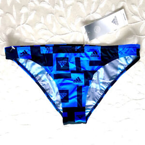 Adidas Swim Bottom Womens Large Blue Black 3 Bar Econyl Bikini Bathing Suit NWT