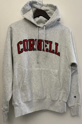 Толстовка с капюшоном мужская Cornell University Champion обратного плетения серая S - Изображение 1 из 4