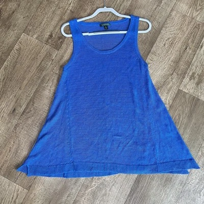 Camiseta sin mangas Ralph Lauren Elinor July de lino para mujer talla XL azul real Foto 1 de 4