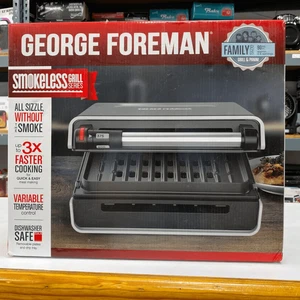 George Foreman 4-6 Serving Smokeless Select a Temp Contact Grill - REFURBISHED - Picture 1 of 5