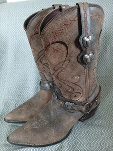 Durango Crush Heartbreaker Concho braune Damen-Cowboystiefel aus Leder Größe 10M SCHÖN  - Bild 1 von 17