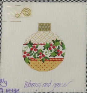 HANDPAINTED NEEDLEPOINT - Holly Round by Whimsey & Grace (21) - Picture 1 of 1