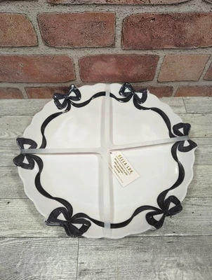 Juego de 4 platos de cena Bella Lux blanco y negro con arco de coqueta de melamina de 11 pulgadas nuevos con etiquetas Foto 1 de 4