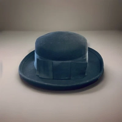 Vintage Arlin 100% Wool Bowler Hat Derby Hat Black Rolled Brim Grosgrain Ribbon - Image 1 of 4