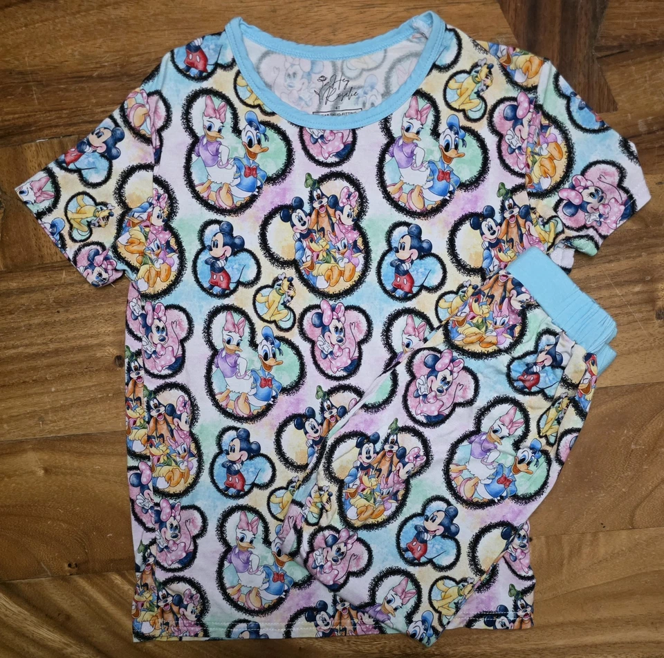 Disney Mickey & Minnie Manga Corta Camisa y Pantalones Bambú PJ Set Talla 4T Nuevo sin Etiquetas Foto 1 de 1