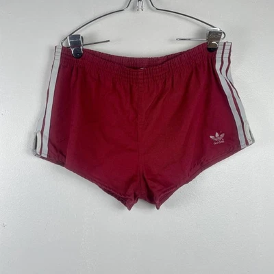Pantalones Cortos de Correr Adidas Años 80 De Colección Algodón 36-38 EE. UU. Rojo Gris Trifolio ELÁSTICO DE TIRO Foto 1 de 4