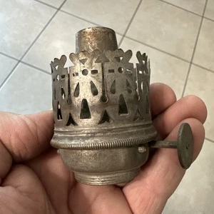 Antike 1872 Patent vernickelt #2 Kristall Leuchte Öllampe Brenner Teil - Bild 1 von 4