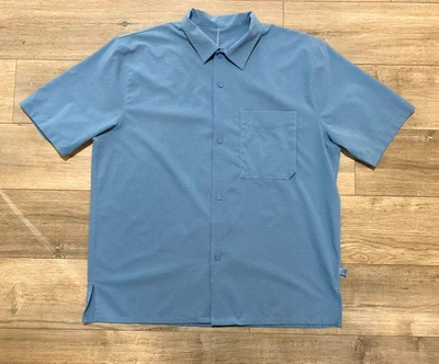 Lululemon Airing Easy Mens L Dusk Blue Camp Short Sleeve Pocket Button Up Shirt - Image 1 of 4