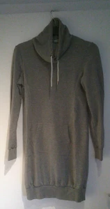 Hellgraues Sweatkleid Langarm mit Kragen und Schubtaschen Gr.  XS - Bild 1 von 1