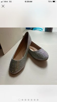 Bailarinas plateadas multicolores brillantes estrás elegantes talla 8 Foto 1 de 4