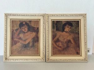 Par de impresiones artísticas enmarcadas bailarina niña años 70 8"x9,5" Windsor - Imagen 1 de 5