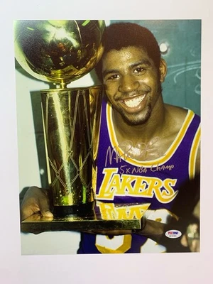 Magic Johnson signed 11x14 autographed photo "5x NBA Champ" PSA ITP - Image 1 of 3