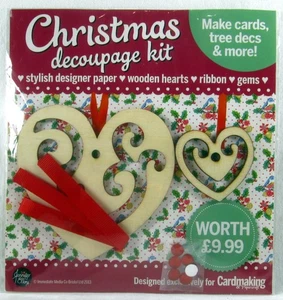 KIT DECOUPAGE DE NAVIDAD Papel de Diseñador Corazones de Madera Cinta Gemas JENNIFER ELLORY - Imagen 1 de 2