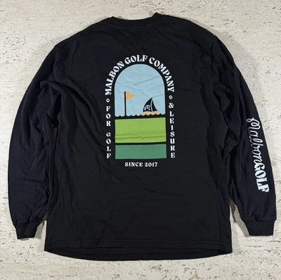 New Malbon Golf Black Long Sleeve Marina Leisure LS Shirt Sz SMALL S Oversized - Image 1 of 4