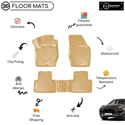 Alfombrilla de goma beige específica para vehículo para Porsche Cayenne 2010-2016 Foto 1 de 4