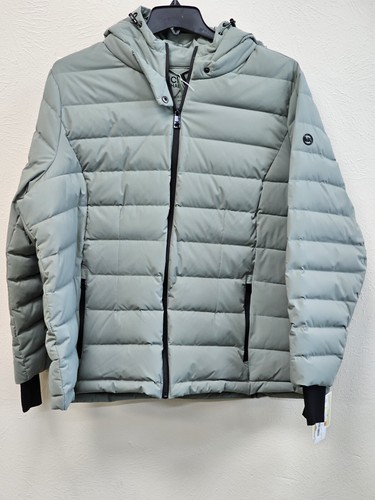 NUOVO PIUMINO MICHAEL KORS ULTRALEGGERO CON CAPPUCCIO IN SALVIA TAGLIA 3X