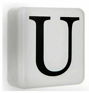 Square Letter "U" Wall Home Desk Metal Decor 2.75" x 7/8" x 2.75" White/ Black - Picture 1 of 1