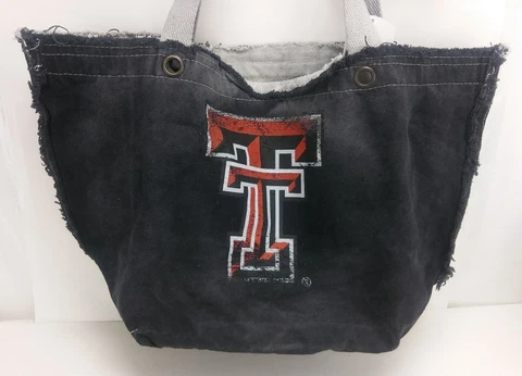 NCAA Texas Tech Red Raiders Shoulder Bag Tote Handbag Distressed Denim Purse Cover