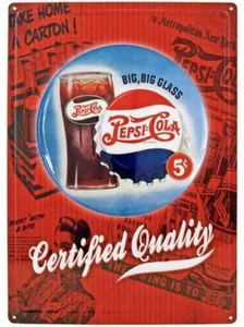 Pepsi Cola Retro Vintage 5 Cent Big Big Glass 12 x 17 Metal Tin Sign - Picture 1 of 4